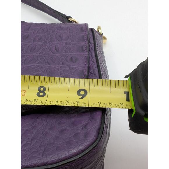Firenze Italy Purple Leather Croc Embossed Long Strap/Short Strap Shoulder Bag - Picture 15 of 16